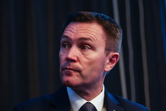 epa10765962 French Olympic committee president David Lappartient attends a press conference for the announcement of Paris 2024 Games celebration sites, in Paris, France, 24 July 2023. Paris 2024 and i ...