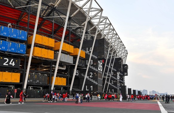 epa10253918 Photo taken 15 December 2021 of the Stadium 974 in Doha before the FIFA Arab Cup semi final match between Tunisia and Egypt. The 40,000- seater venue will host 6 group stage matches and on ...