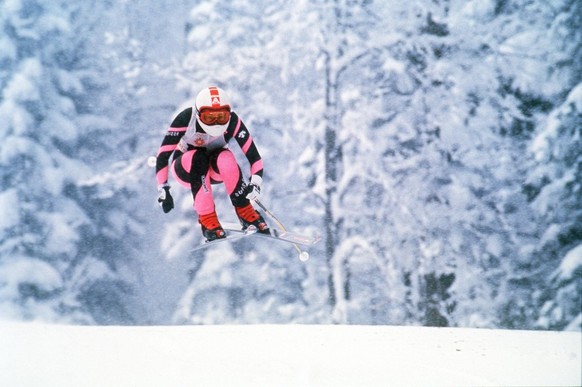 Michela Figini aux Jeux de Sarajevo 1984.