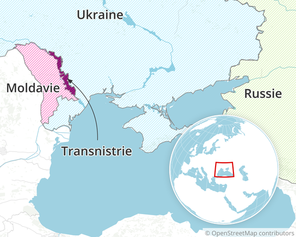 La Moldavie et la Transnisitrie: carte de situation avec l&#039;Ukraine et la Russie.