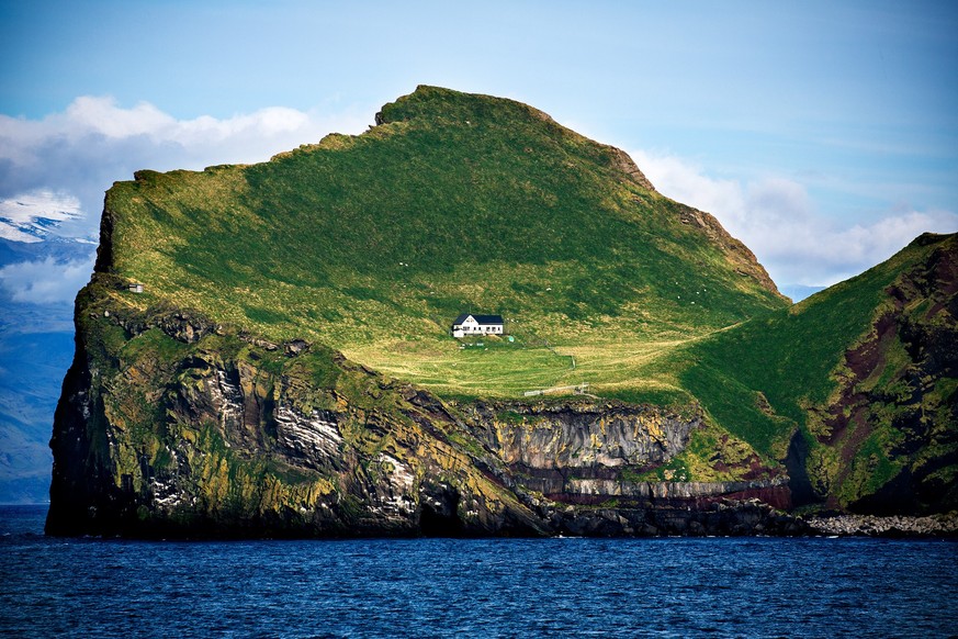 Maison sur l&#039;île d&#039;Ellidaey, Islande.