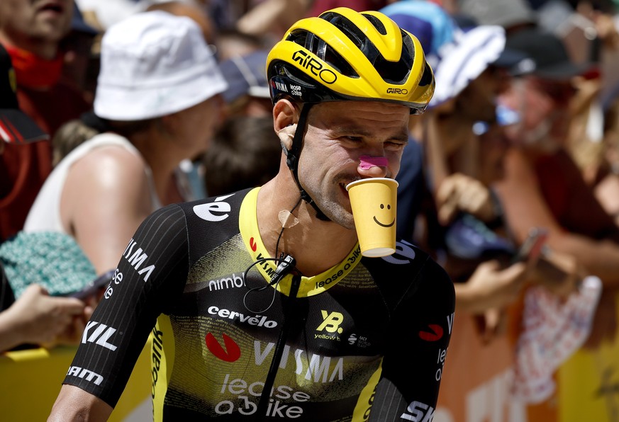 epa12242727 Belgian rider Victor Campenaerts of Team Visma-Lease a Bike waits for the start of the 12th stage of the Tour de France cycling race over 180.6km from Auch to Hautacam, France, 17 July 202 ...