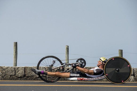 Switzerland&#039;s Heinz Frei during the men&#039;s para-cycling 20km road time trial at Pontal at the Summer Paralympics Rio 2016 in Rio de Janeiro, Brazil, on Wednesday, September 14, 2016. (KEYSTON ...