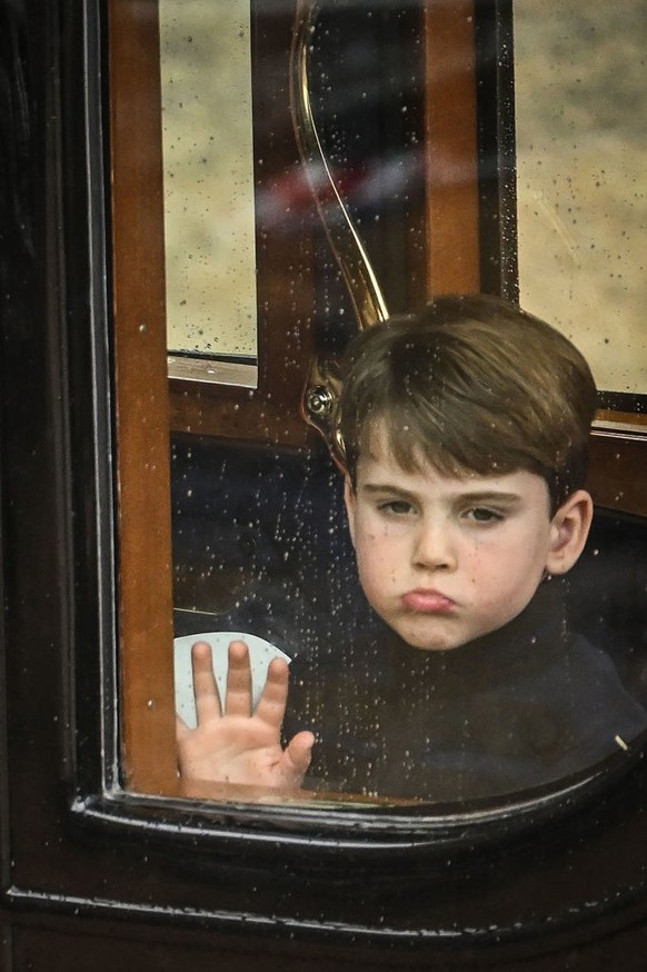 LONDON, ENGLAND - MAY 06: Prince Louis of Wales travels back to Buckingham Palace following the Coronation of King Charles III and Queen Camilla at Westminster Abbey on May 6, 2023 in London, England. ...