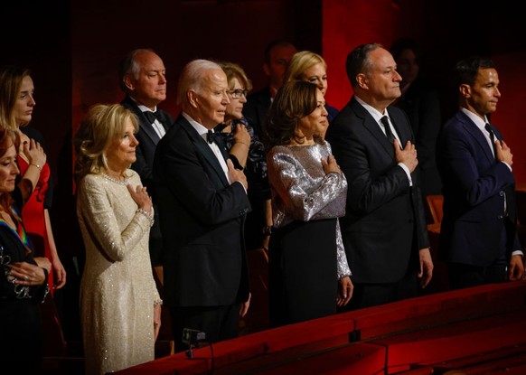 WASHINGTON DC - DECEMBER 8: First Lady Dr. Jill Biden, President Joe Biden, Vice President Kamala D. Harris, and Second Gentleman Douglas Emhoff attend THE 47TH ANNUAL KENNEDY CENTER HONORS, which wil ...