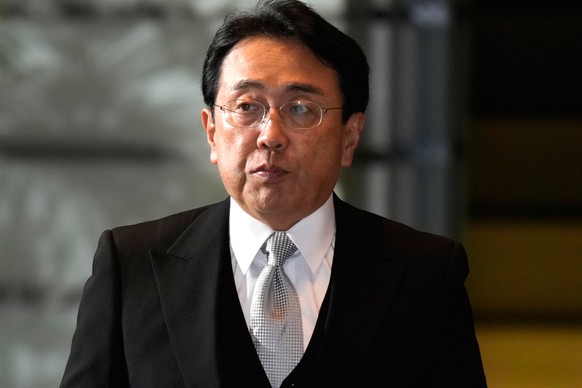 FILE - Ryosei Akazawa, newly appointed Minister in charge of Economic Revitalization, arrives at the prime minister&#039;s office Tuesday, Oct. 1, 2024, in Tokyo. (AP Photo/Hiro Komae)
Japan US Tariff ...