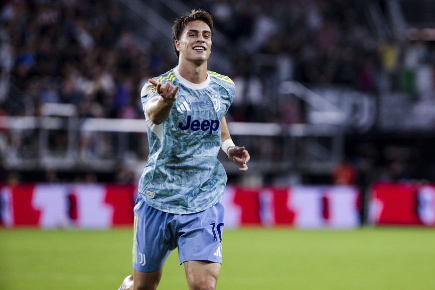 epa12184627 Kenan Yildiz of Juventus celebrates after scoring a goal during the FIFA Club World Cup 2025 match between Al Ain and Juventus in Washington, DC, USA, 18 June 2025. EPA/SHAWN THEW