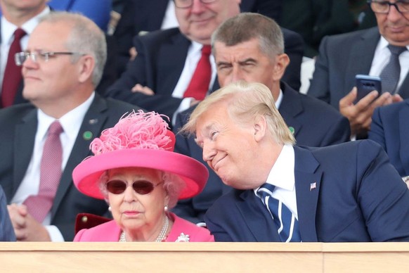 PORTSMOUTH, ENGLAND - JUNE 05: Queen Elizabeth II and US President, Donald Trump attend the D-day 75 Commemorations on June 05, 2019 in Portsmouth, England. The political heads of 16 countries involve ...