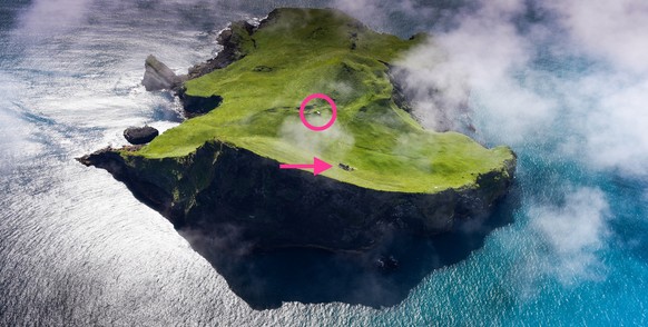 Aerial view of beautiful small island in Iceland