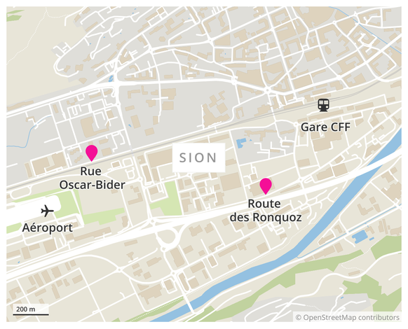 Les lieux de la fusillade de Sion.