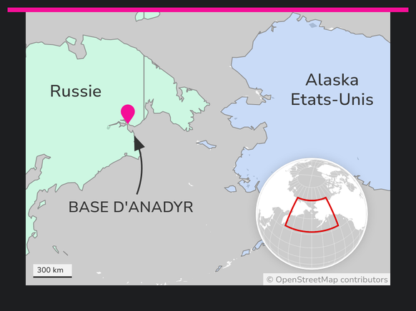 Base russe d'Anadyr, carte de la situation.