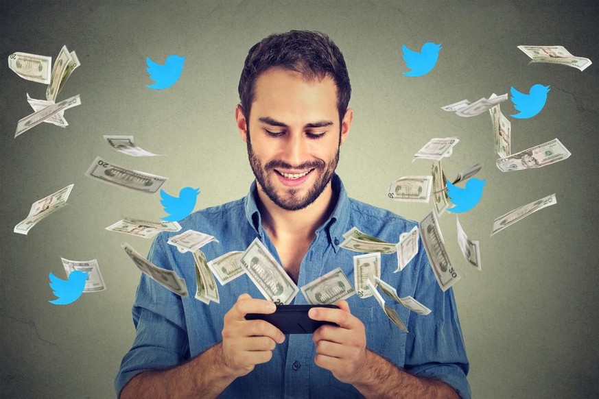 homme argent billets dollars twitter smart phone