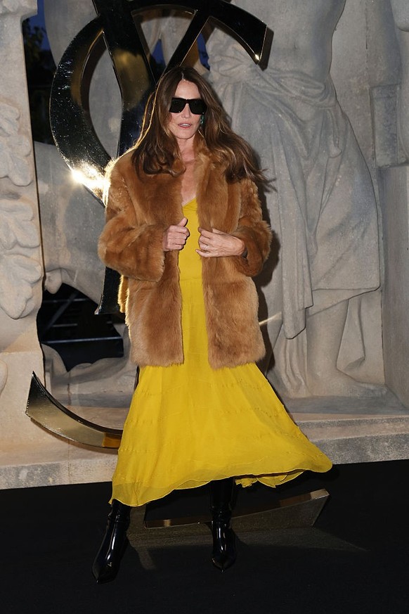Carla Bruni at the Saint Laurent fashion show as part of Spring/Summer 2026 Paris Fashion Week held at Fontaine du Trocadéro on September 29, 2025 in Paris, France. (Photo by River Callaway/WWD via Ge ...