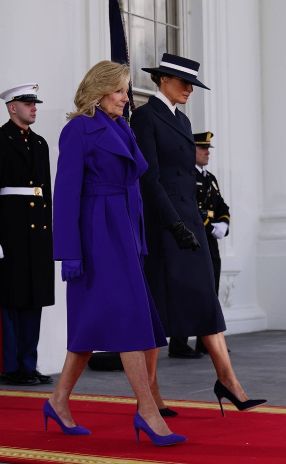 Inauguration of the 47th President Frist Lady Dr. Jill Biden L and Melania Trump R exit the White House during inauguration ceremonies for US President Donald Trump in Washington, DC, USA, 20 January  ...