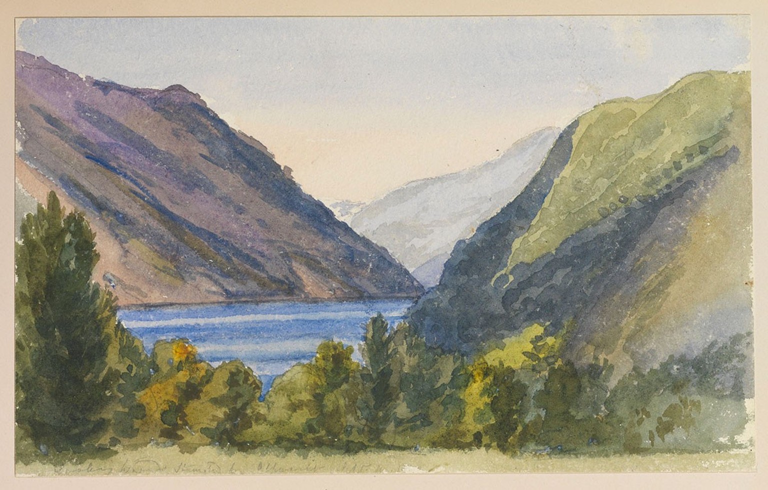 Aquarelle de la reine Victoria représentant le lac des Quatre-Cantons.
https://www.rct.uk/collection/search#/5/collection/980042-bz/looking-towards-stansstad-from-alpnacht