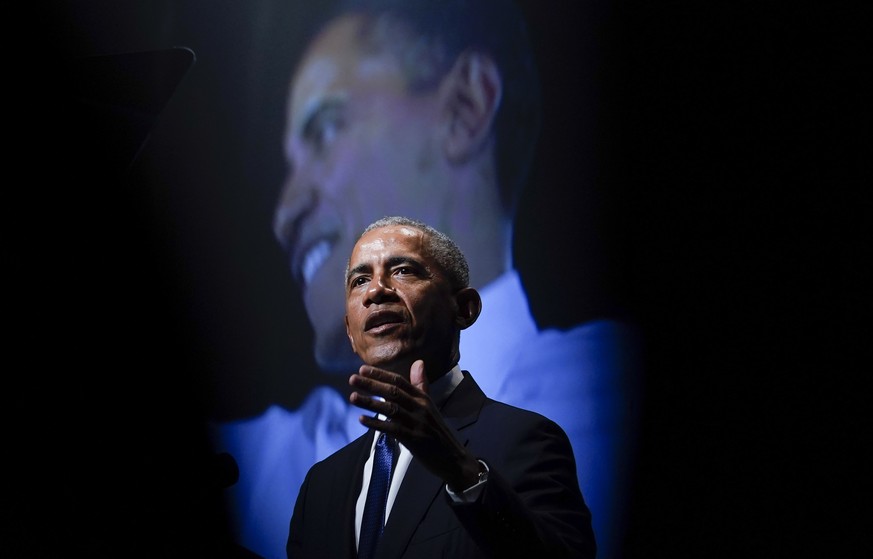 FILE - Former President Barack Obama speaks during a memorial service for former Senate Majority Leader Harry Reid at the Smith Center in Las Vegas, Jan. 8, 2022. Obama won an Emmy Award for his work  ...