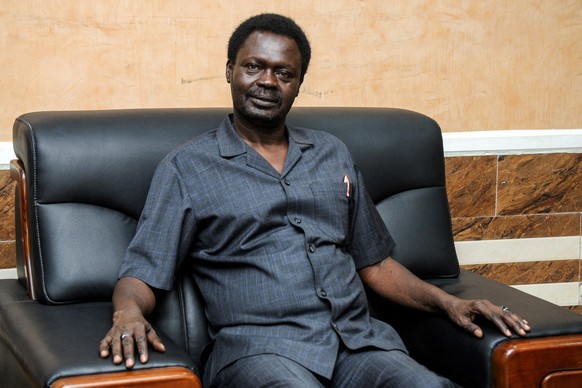 The governor of Sudan's war-battered Darfur region, Minni Minawi, attends a meeting with his counterpart from the Red Sea State in Port Sudan on April 17, 2024. Minawi, the Sudan Liberation Movem ...