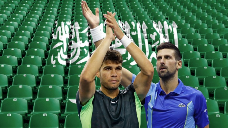 Le tennis, avec ses illustres représentants Carlos Alcaraz (à gauche) et Novak Djokovic, est la nouvelle cible sportive des Saoudiens.