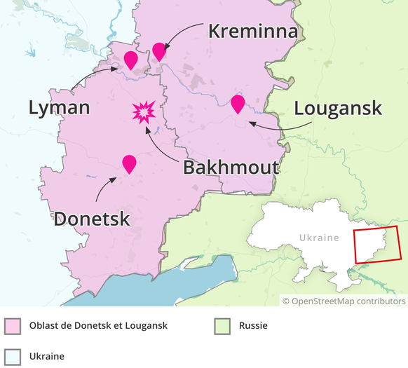 Lyman, Kreminna, Lougansk, Bakhmout, Donetsk, Lyman: le front Ukrainien à l&#039;est.