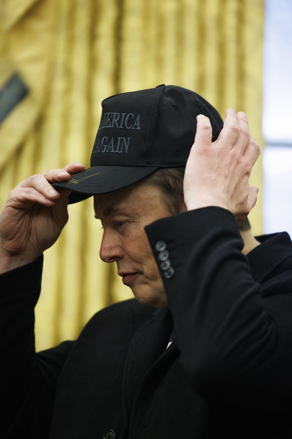 epa11889338 US entrepreneur and U.S. special government employee Elon Musk gives remarks to the media in the Oval Office of the White House, as he meets with US President Donald J. Trump in the Oval O ...