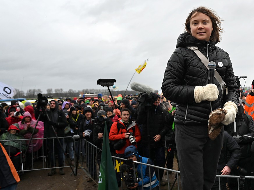 L&#039;activiste Greta Thunberg faisait partie samedi des manifestants anti-charbon à Lützerath, en Allemagne.