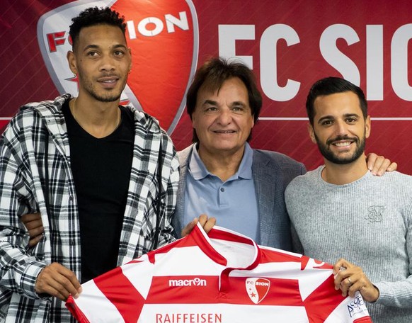 Fabio Grosso, l&#039;entraineur du FC Sion, Guillaume Hoarau le joueur du FC Sion, Christian Constantin le president du FC Sion, Matteo Tosetti, le joueur du FC Sion et Nikita Vlasenko le joueur du FC ...