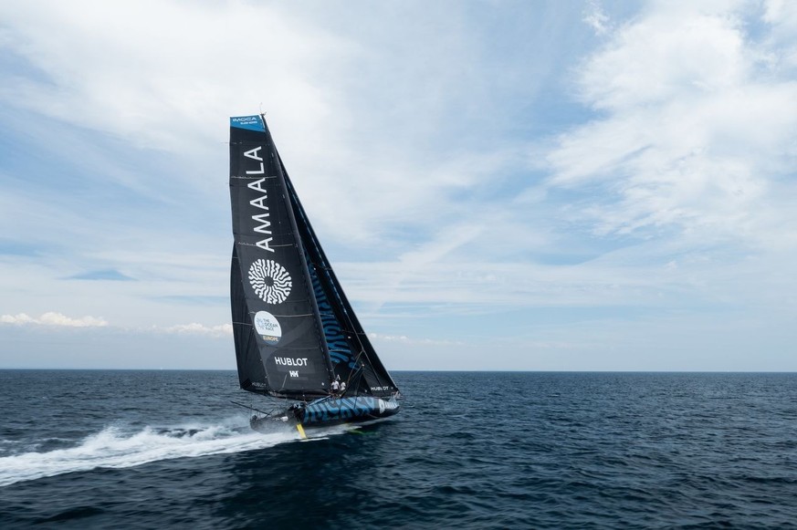 L'Imoca du Team Amaala, qui représentera la Suisse lors de l'Ocean Race Europe.