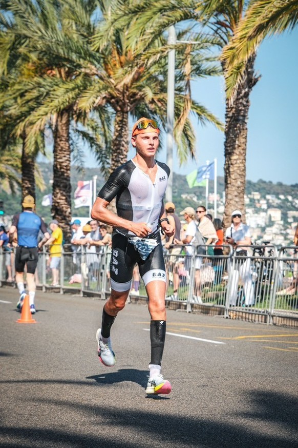 Le Vaudois Julien Gauthey en plein Ironman de Nice, le 29 juin 2025.