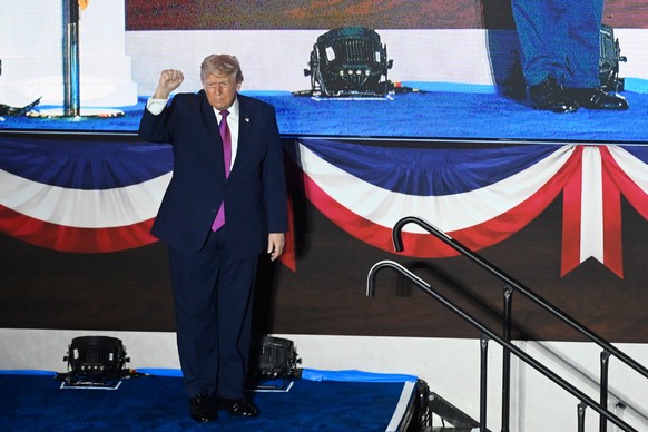 President Donald Trump gestures after speaking at Mount Rushmore National Memorial, Friday, July 3, 2026, near Keystone, S.D. (AP Photo/Matt Gade)
Donald Trump