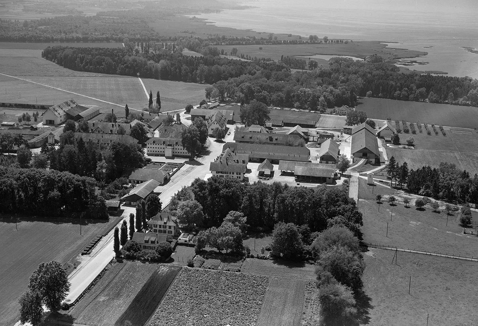 Adolf Walter purgea sa peine à la prison de Witzwil (BE). Vue aérienne de 1970.
http://doi.org/10.3932/ethz-a-000059859