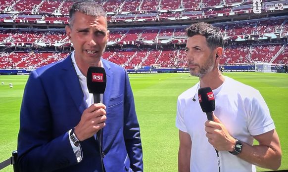Le journaliste Andrea Mangia et Blerim Dzemaili.