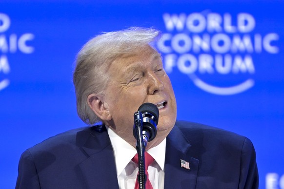 US President Donald Trump speaks during his special address at the 56th annual meeting of the World Economic Forum, WEF, in Davos, Switzerland, Wednesday, January 21, 2026. The meeting under the topic ...