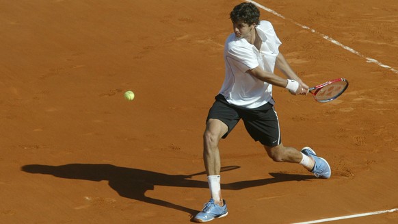 Mario Ancic of Croatia, in action during his defeat by Switzerland&#039;s Roger Federer, in the quarter final of the 2006 French Open at Roland Garros in Paris, France on June 6, 2006. (Photo by Cynth ...