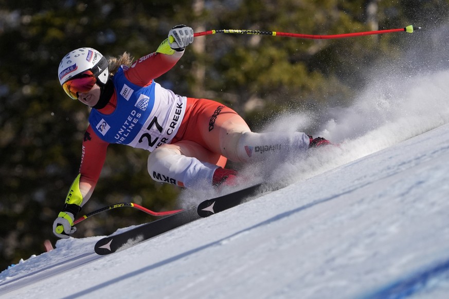 Switzerland&#039;s Joana Haehlen skis the course during a women&#039;s World Cup downhill training run, Thursday, Dec. 12, 2024, in Beaver Creek, Colo. (AP Photo/Robert F. Bukaty)