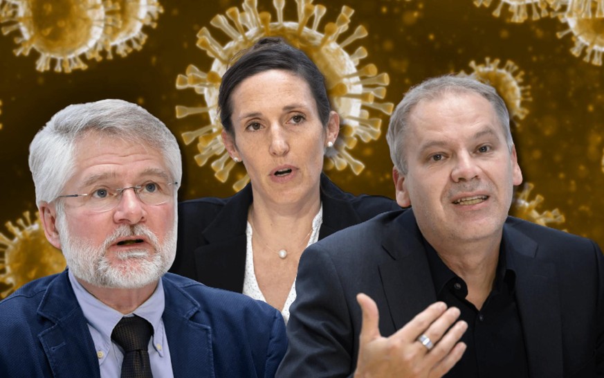 Rudolf Hauri, Tanja Stadler et Patrick Mathys s'expriment souvent lors des points presse de l'Office fédéral de la santé publique de Suisse (OFSP).