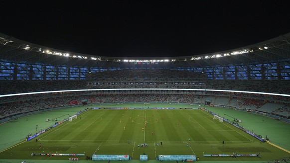 General view of the field during the Euro 2020 soccer championship group A match between Turkey and Wales at the Olympic stadium in Baku, Azerbaijan, Wednesday, June 16, 2021. (Dan Mullan/Pool via AP)