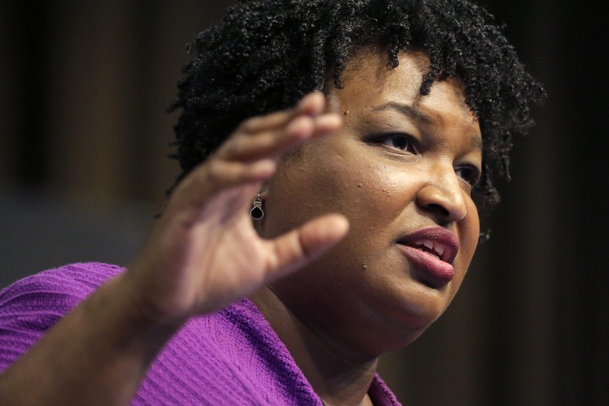 FILE - In this April 3, 2019, file photo, former Georgia gubernatorial candidate Stacey Abrams speaks during the National Action Network Convention in New York. Abrams, whose voting rights work helped ...