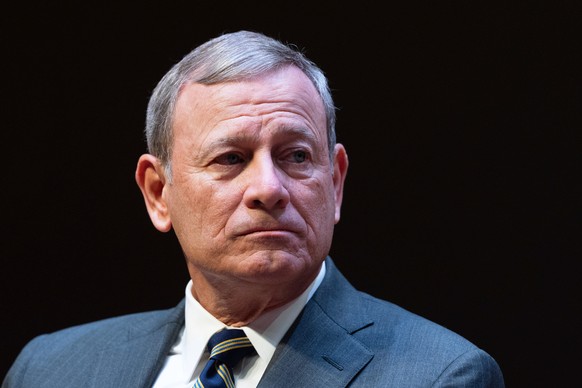 FILE - John Roberts, Chief Justice of the U.S. Supreme Court, speaks during lecture to the Georgetown Law School graduating class of 2025, in Washington, May 12, 2025. (AP Photo/Manuel Balce Ceneta, F ...