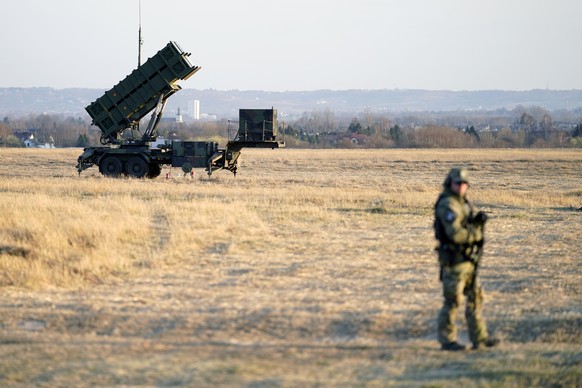 FILE - Patriot missles are seen at the Rzeszow-Jasionka Airport, Friday, March 25, 2022, in Jasionka, Poland. A Polish man has been arrested on allegations of being ready to spy on behalf of Russia?s  ...