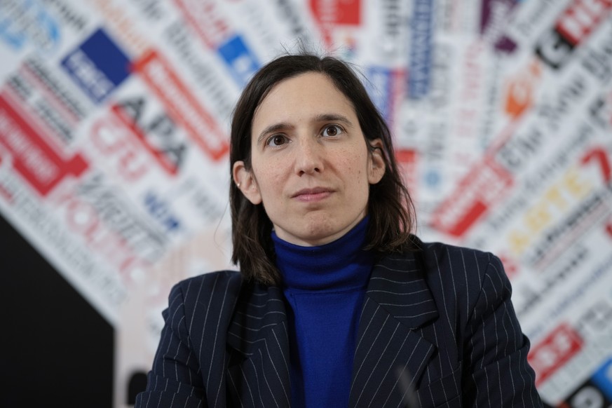 Italian Democratic Party, PD, lawmaker Elly Schlein listens to questions during a press conference she held at the Foreign Press association headquarters, in Rome, Wednesday, Feb. 15, 2023. (AP Photo/ ...