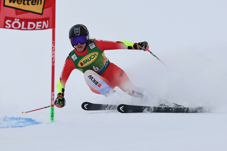 Switzerland&#039;s Lara Gut Behrami competes in an alpine ski, women&#039;s World Cup giant slalom, in Soelden, Austria, Saturday, Oct. 25, 2025. (AP Photo/Marco Trovati)
Austria Alpine Skiing World C ...