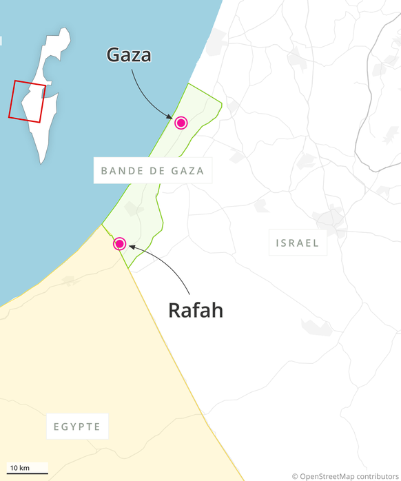 Rafah, Gaza et la bande de Gaza.