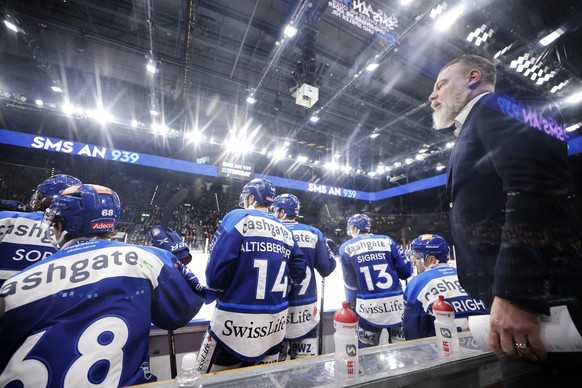 Zuerichs Zuerichs Cheftrainer Rikard Groenborg beim Eishockeyspiel der National League zwischen den ZSC Lions und dem HC Fribourg Gotteron am Dienstag, 30. November 2021, im Zuercher Hallenstadion. (K ...