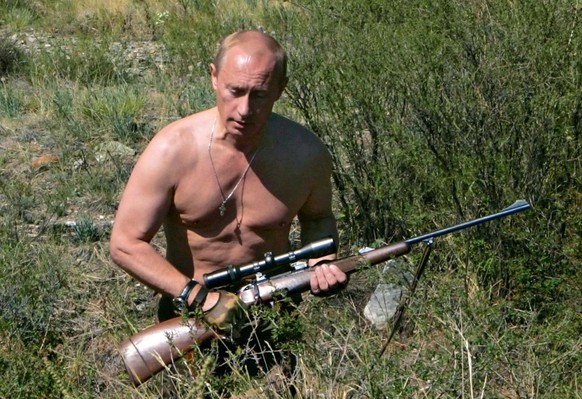 epa07764415 (FILE) - Russian President Vladimir Putin hunting in the foothills of the Sayan Mountains in Republic of Tuva, southern Siberia, Russia, 15 July 2007 (issued 09 August 2019). Vladimir Vlad ...