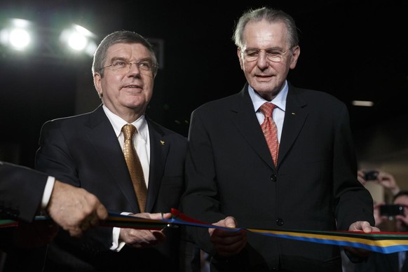 Jacques Rogge et Thomas Bach au musée olympique.