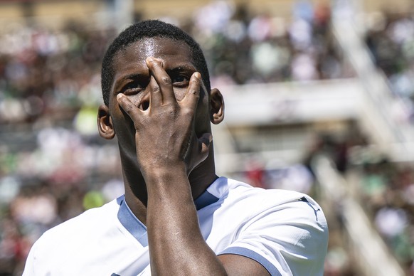 Switzerland&#039;s Breel Embolo celebrates after scoring a goal during a Friendly soccer match between Mexico and Switzerland at the Rice-Eccles Stadium, in Salt Lake City, Utah, United States of Amer ...