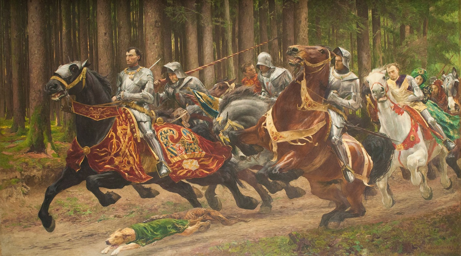 Fuite de Charles le Téméraire. Peinture d’Eugène Burnand en 1894, à l’apogée de l’historicisme et de la formation identitaire de l’État fédéral.
https://commons.wikimedia.org/wiki/File:La_Fuite_de_Cha ...