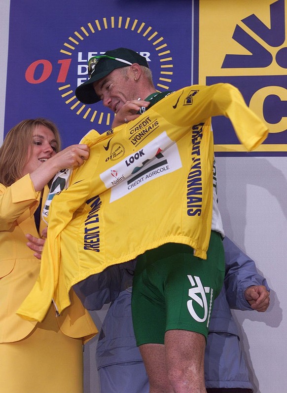 15 Jul 2001: Stuart O&#039;&#039;Grady of Australia and riding for Credit Agricole finds himself back in the yellow jersey after spending the day in a breakaway during Stage 8 of the 2001 Tour de Fran ...
