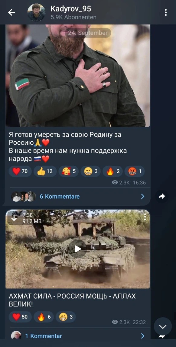 Kadyrow Telegram Kadyrov