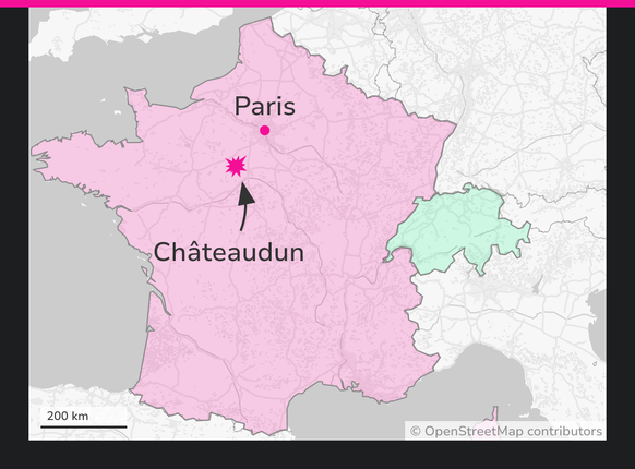 Carte de situation de Châteaudun (France, Eure-et-Loir).
